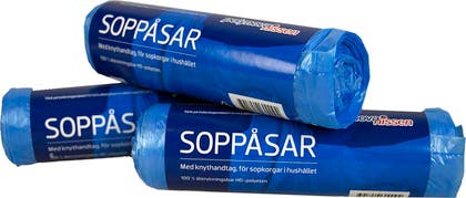 Soppåsar 30 Liter med knythandtag 25 st/rulle 12my (0,012mm)