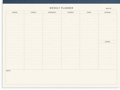 Perforerat block Weekly planner 296x221mm