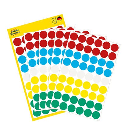 Märketiketter Runda 12mm Avery