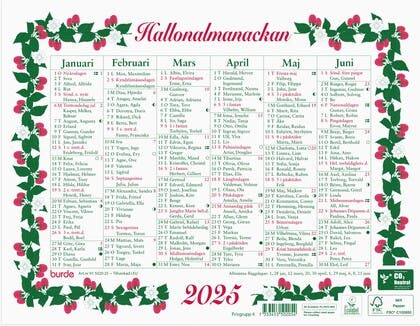 Väggkalender Lilla Hallonalmanackan 2025
