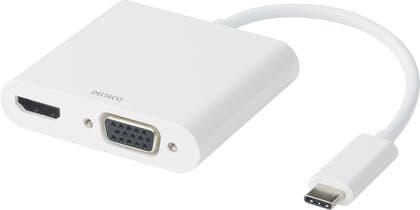 USB-C dockningsstation - HDMI/VGA/Ljud/USB-C 100W PD 3.0 vit Deltaco