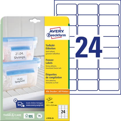 Frysetiketter A4-ark Avery