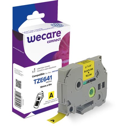 Märkband Wecare TZe svart/vit 18 mm 8 m