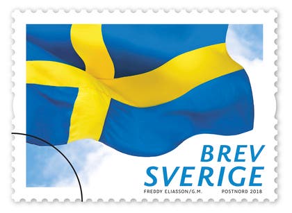 Inrikes Frimärke Svenska Flaggan 100 st/rulle