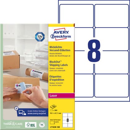 Etiketter med blockout funktion Avery