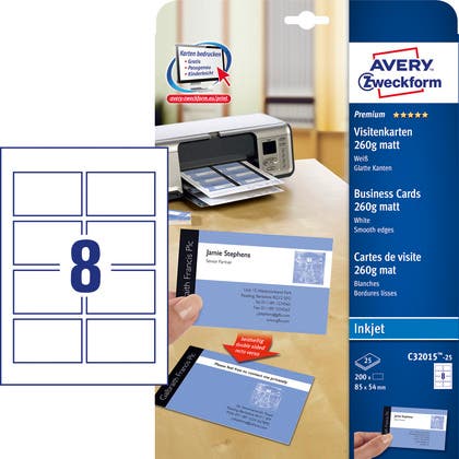 Visitkort Quick&Clean A4-ark Avery