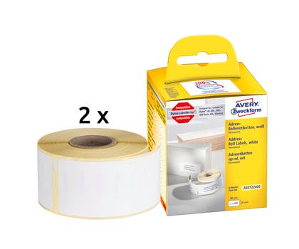 Etiketter Avery AS0722400 89 x 36 mm 2 x 260 st/fp