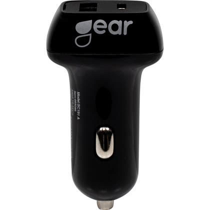 Laddare 12/24V 1xUSB-C + 1xUSB-A PD 20-30W + 2,4A Svart Gear