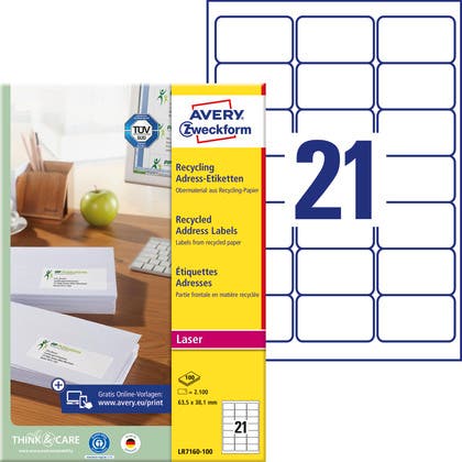 Adressetiketter Recycled A4 Avery