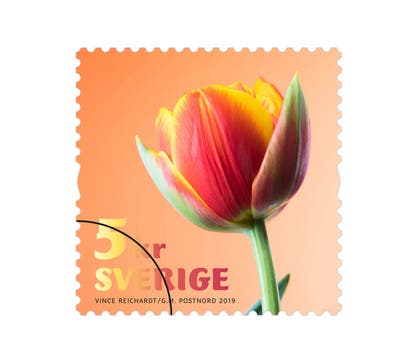 Tilläggsfrimärke Rödgul tulpan 100/rulle