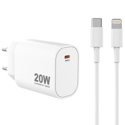 USB-C laddare och Lightning-kabel Sinox