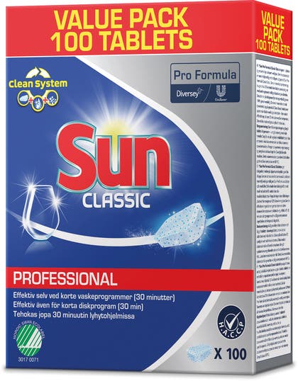 Maskindiskmedel tabletter Sun Classic Professional 100 st/fp