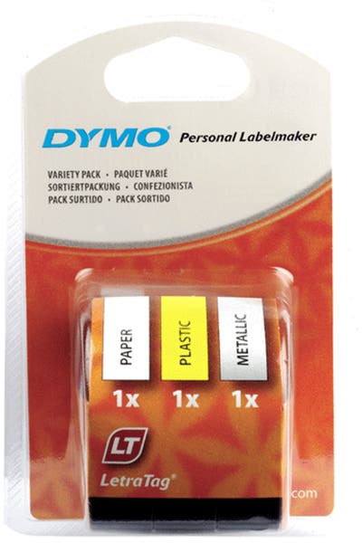 Märkband Dymo LetraTag 3-pack - vit/gul/silver