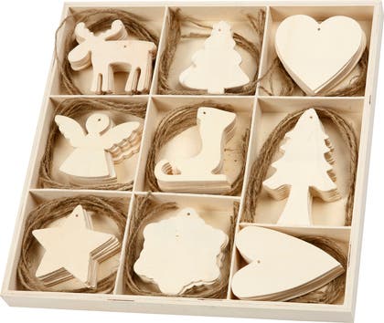 Julpynt plywood 7–8 cm 72-pack