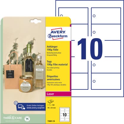 Hängetiketter film Avery