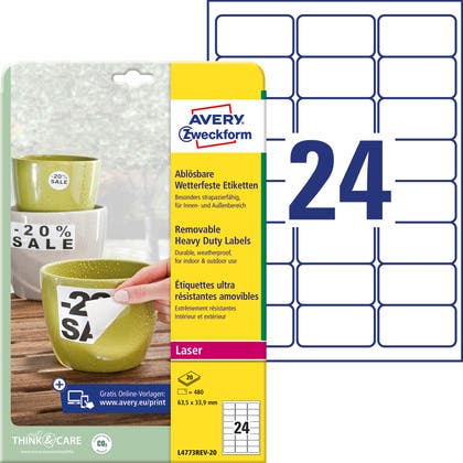 Etiketter extra starka & avtagbar A4