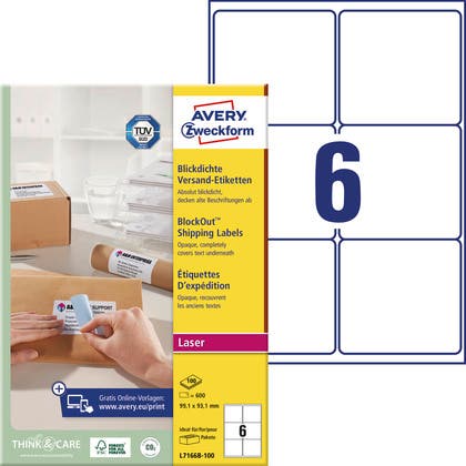 Etiketter med blockout funktion Avery