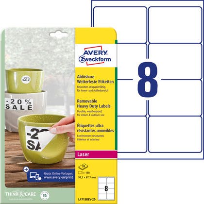 Etiketter extra starka & avtagbar A4