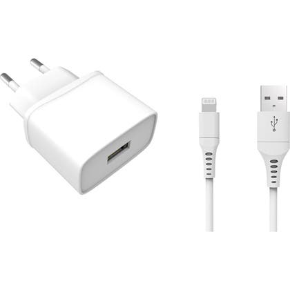 Laddare 220V 1xUSB 1A Vit Lightning Gear