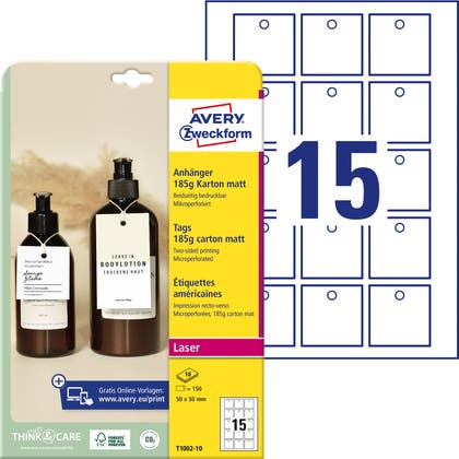 Hängetiketter vit Avery 185g
