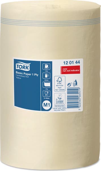 Avtorkningspapper på rulle Centrummatad M1 115 meter Tork